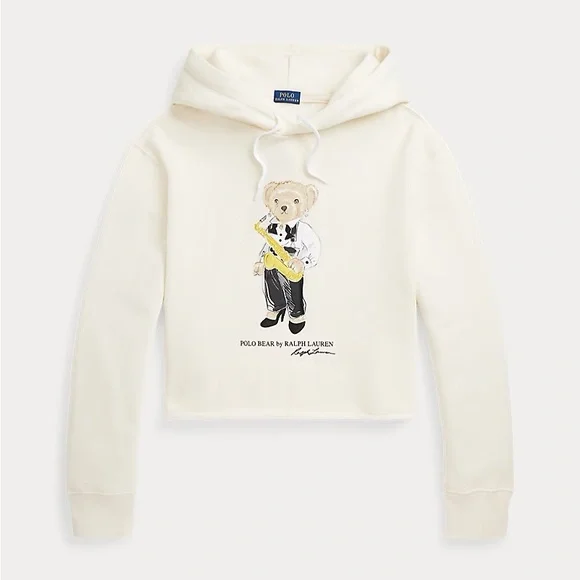 Polo Bear by Ralph Lauren Jazz Polo Bear Cropped Fleece Hoodie Size Small